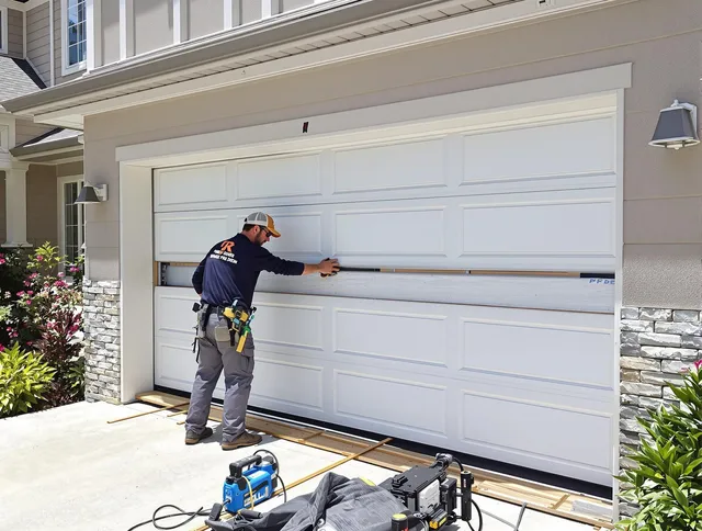 Lawndale Garage Door Repair team performing complete garage door replacement at Lawndale residence