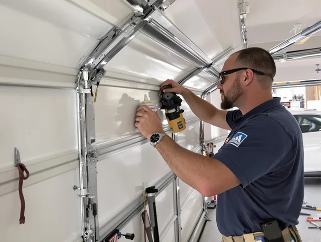 Lawndale Garage Door Repair technician quieting a noisy garage door in Lawndale