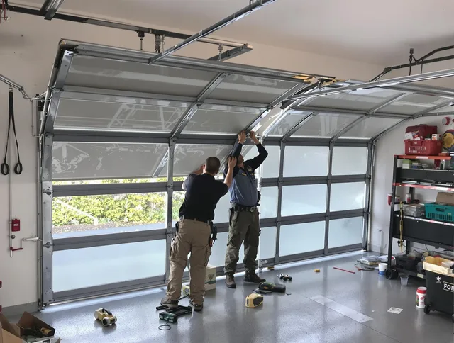 Lawndale Garage Door Repair expert performing precise panel replacement on Lawndale garage door